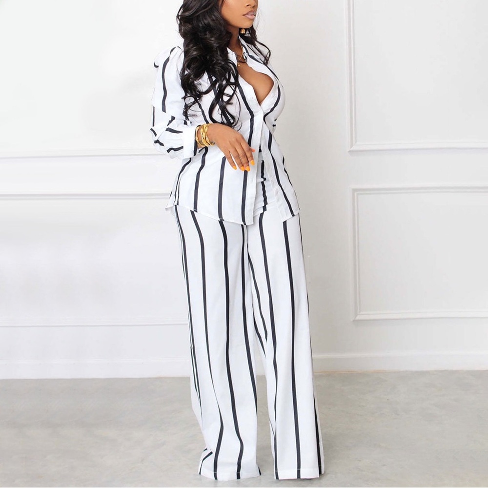 Striped Black and White Women's Pants